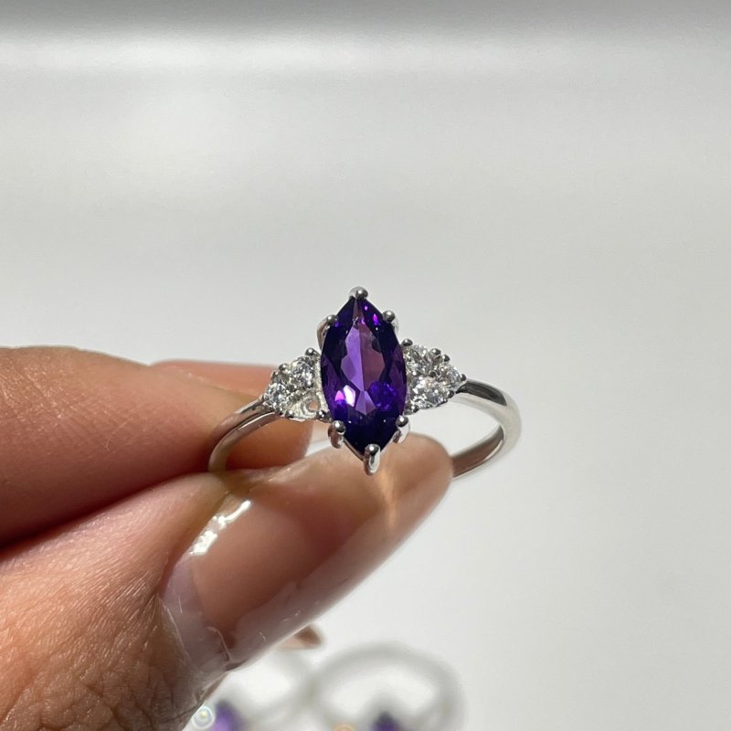 High Quality Amethyst Cut Faceted S925 Sterling Silver Ring Wholesale -Wholesale Crystals