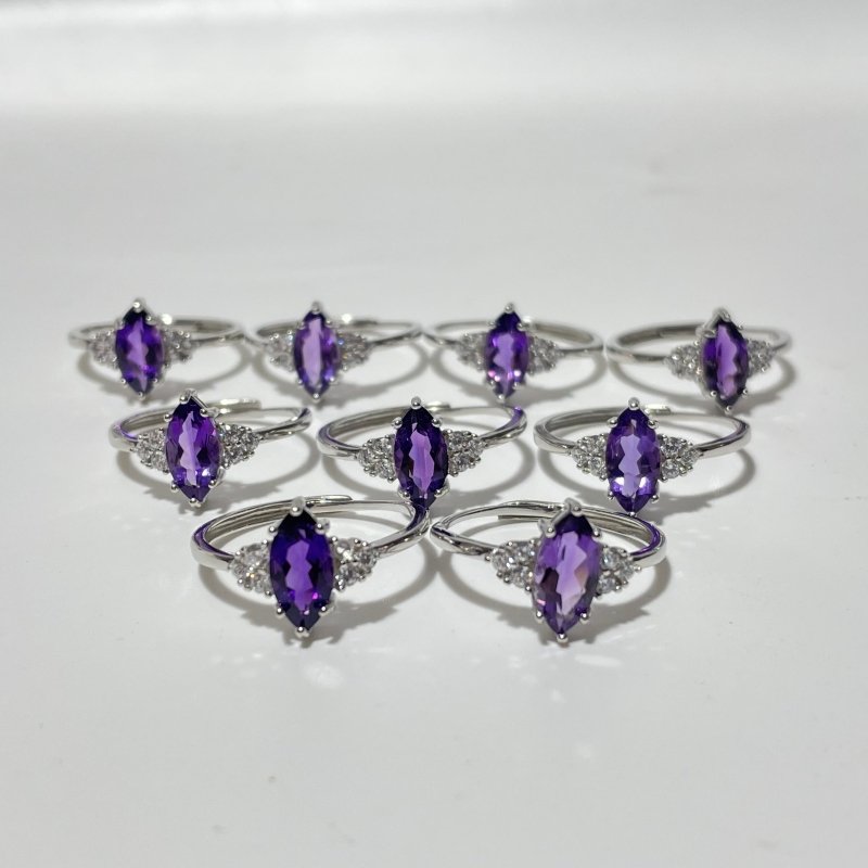 High Quality Amethyst Cut Faceted S925 Sterling Silver Ring Wholesale - Wholesale Crystals