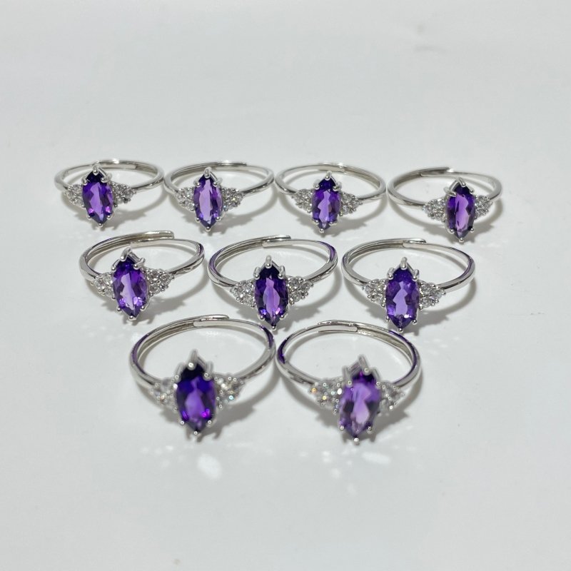 High Quality Amethyst Cut Faceted S925 Sterling Silver Ring Wholesale -Wholesale Crystals