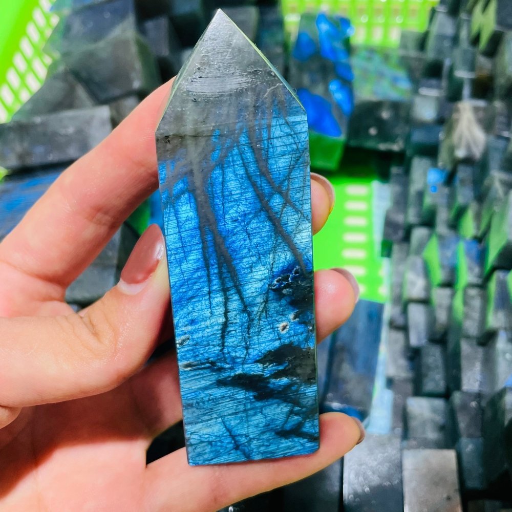 High Quality Blue Labradorite Four-Sided Tower Point Wholesale -Wholesale Crystals