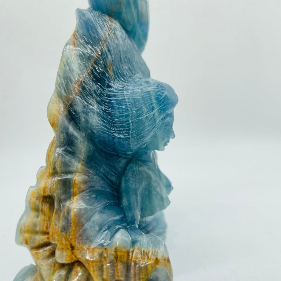 High Quality Blue Onyx Mermaid Carving