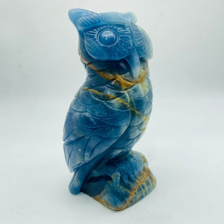 High Quality Blue Onyx Owl Carving