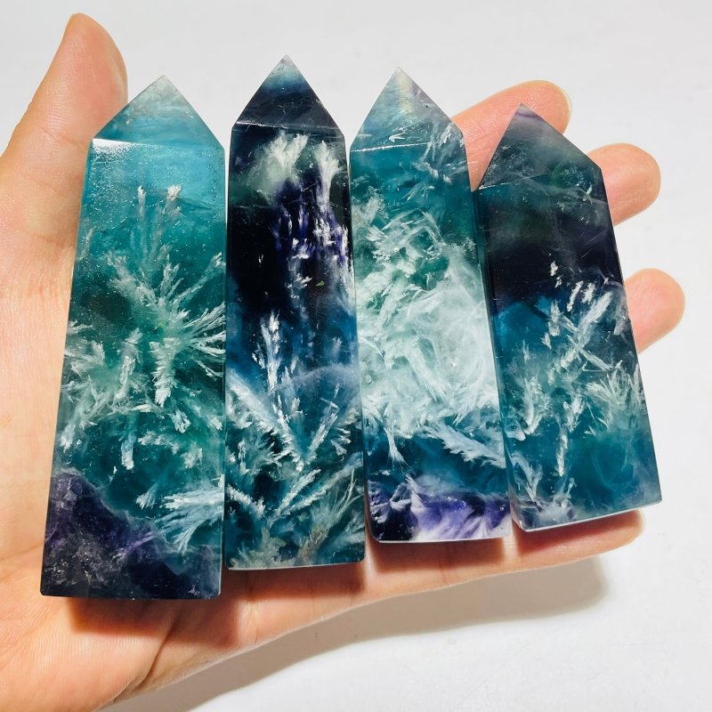High Quality Feather Fluorite Four-Sided Tower Point Wholesale -Wholesale Crystals