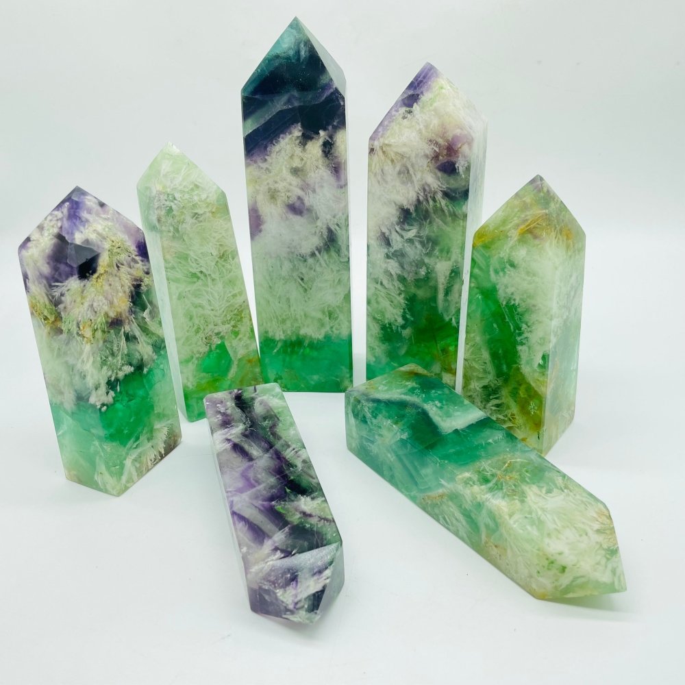 High Quality Large Feather Fluorite Four-Sided Tower Point Wholesale -Wholesale Crystals