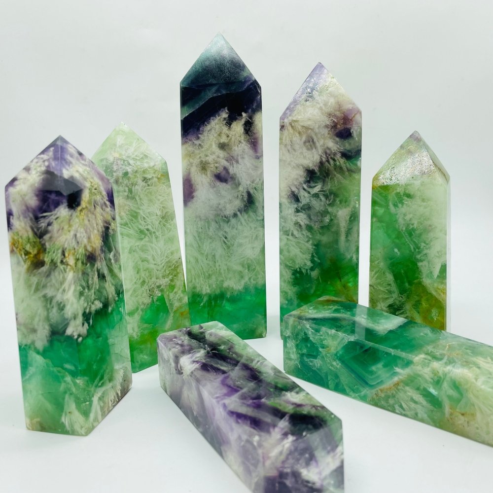 High Quality Large Feather Fluorite Four-Sided Tower Point Wholesale -Wholesale Crystals