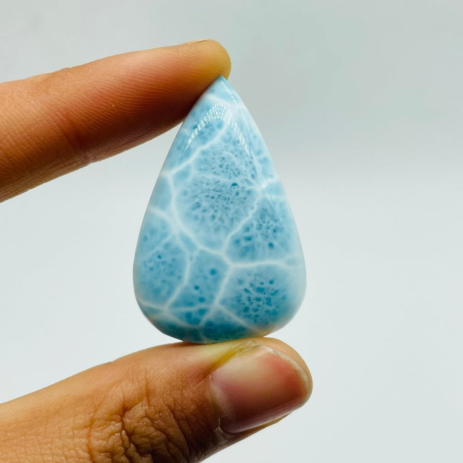 5A Larimar Charm Pendant for Women Sea Shell Shape, Loose Stone Beads One of a Kind from retailer Dominican Republic, DIY Jewelry Making Supply