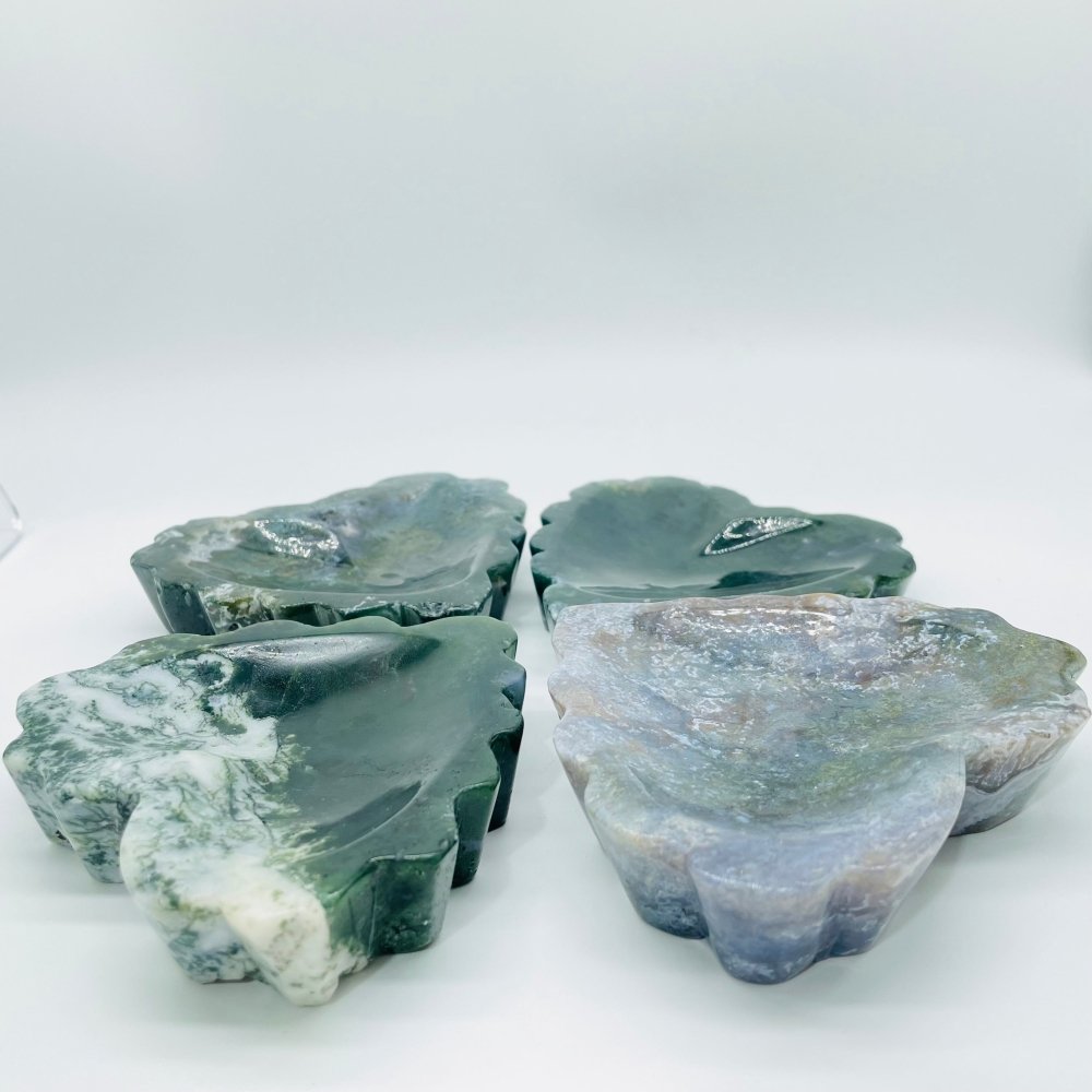 High Quality Moss Agate Heart Shallow Bowl Carving Wholesale -Wholesale Crystals