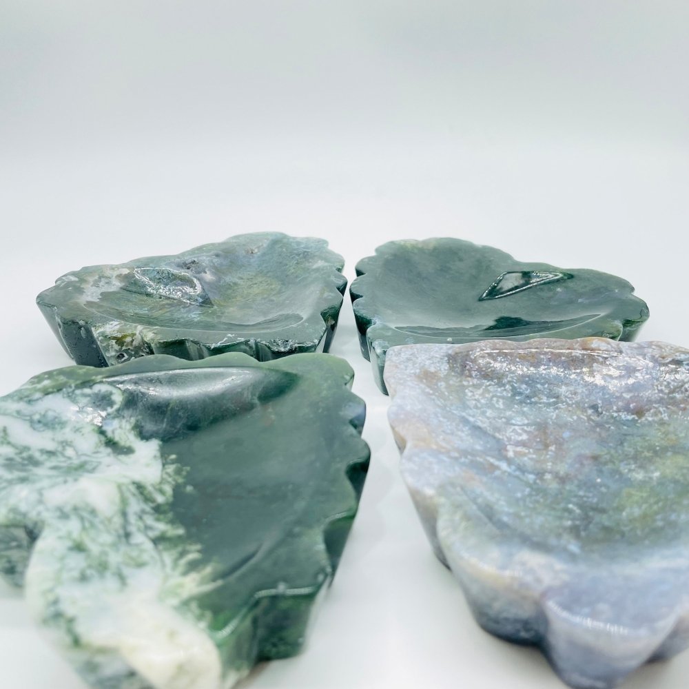 High Quality Moss Agate Heart Shallow Bowl Carving Wholesale -Wholesale Crystals