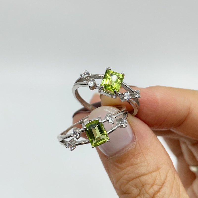 High Quality Peridot S925 Sterling Silver Cut Faceted Ring Wholesale -Wholesale Crystals