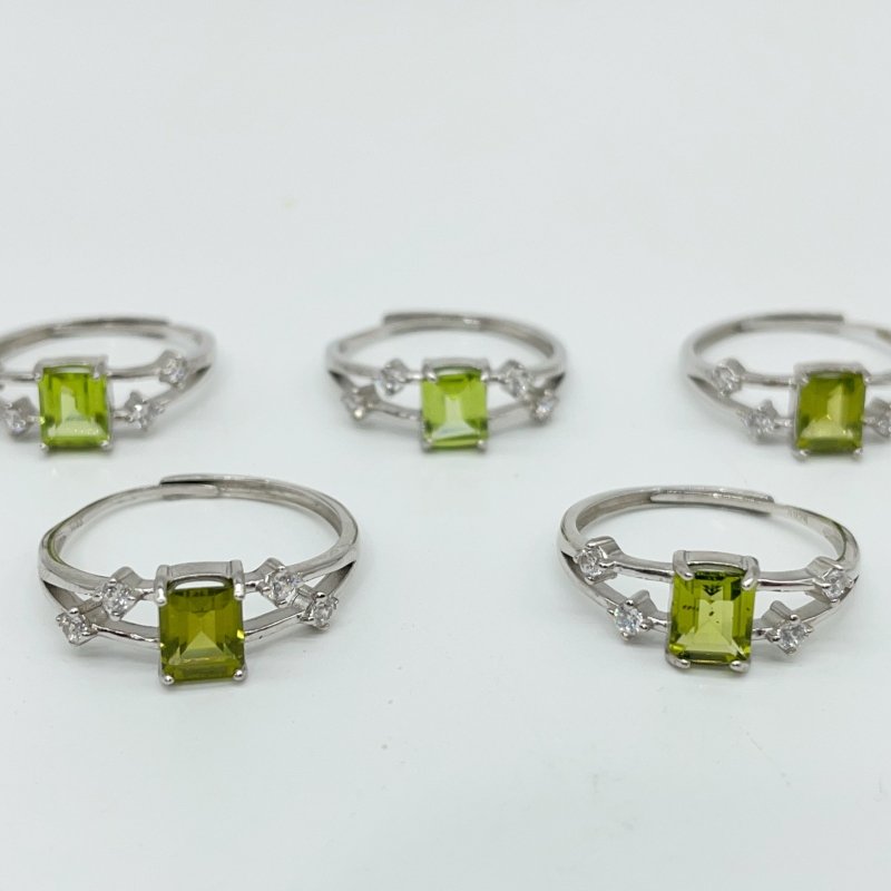 High Quality Peridot S925 Sterling Silver Cut Faceted Ring Wholesale -Wholesale Crystals