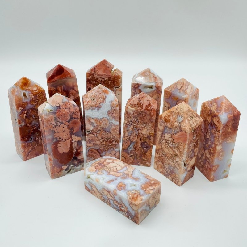 High Quality Pink Agate Fat Four-Sided Tower Point Wholesale -Wholesale Crystals