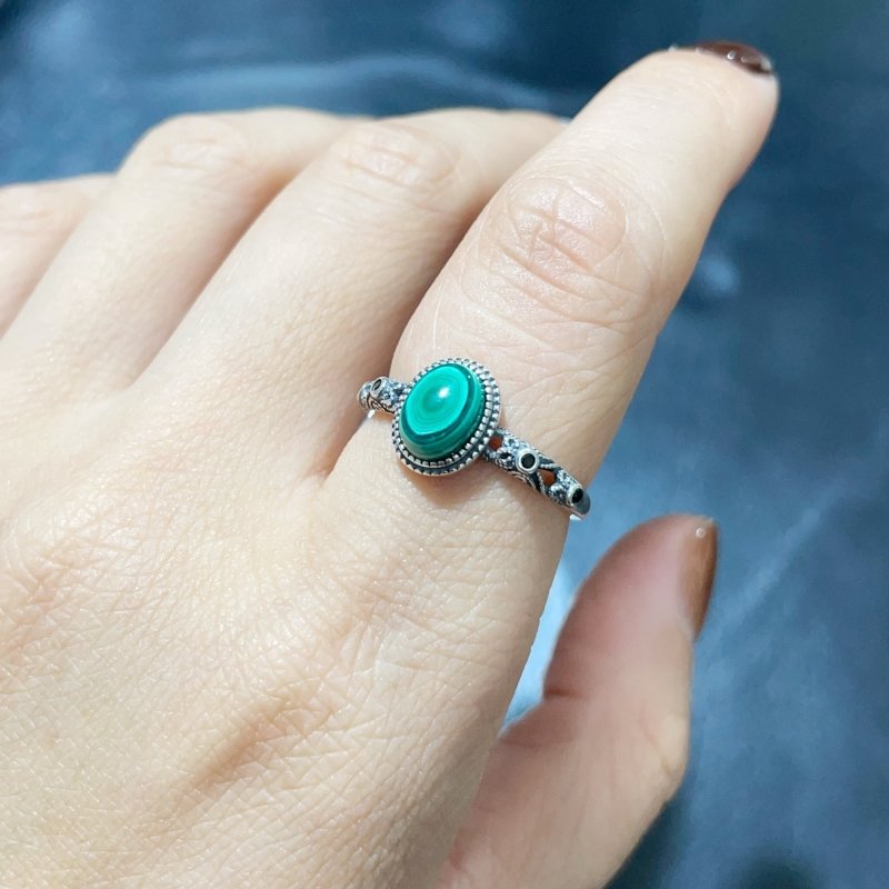 High Quality S925 Sterling Silver Malachite Ring Wholesale -Wholesale Crystals