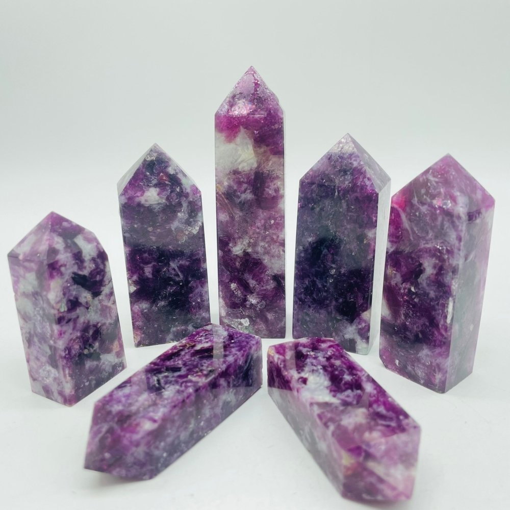 High Quality Spark Lepidolite Four-Sided Tower Points Wholesale -Wholesale Crystals