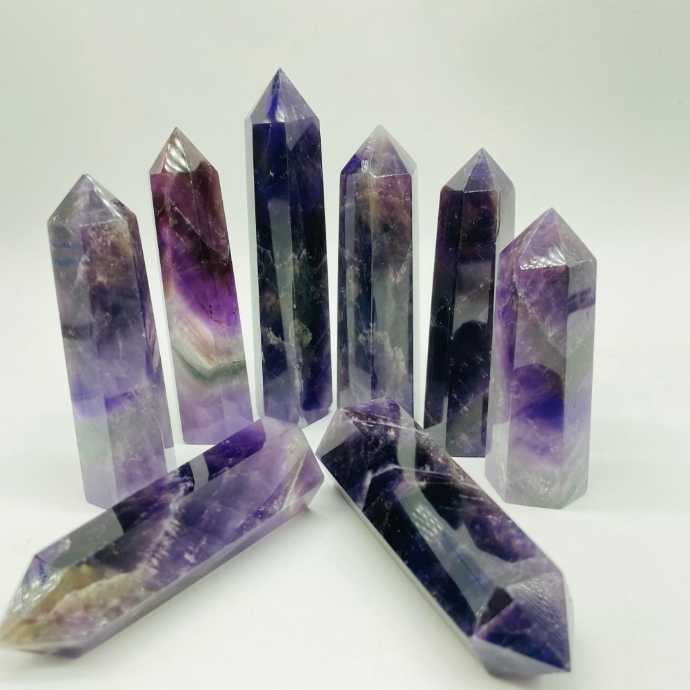 High Quality Transparent Deep Purple Chevron Amethyst Point Tower Wholesale -Wholesale Crystals