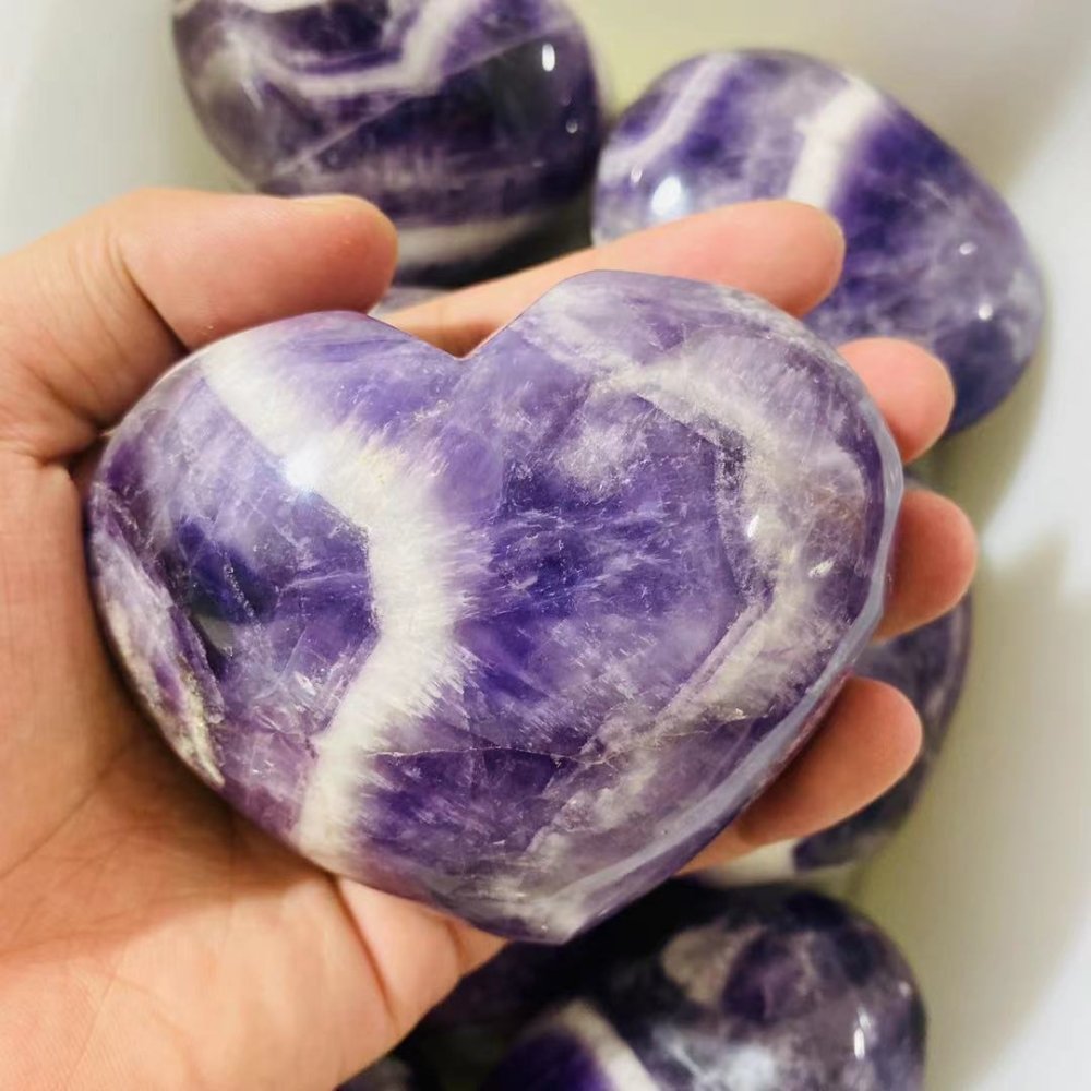 Large amethyst chevron heart 3-4in crystal wholesale -Wholesale Crystals