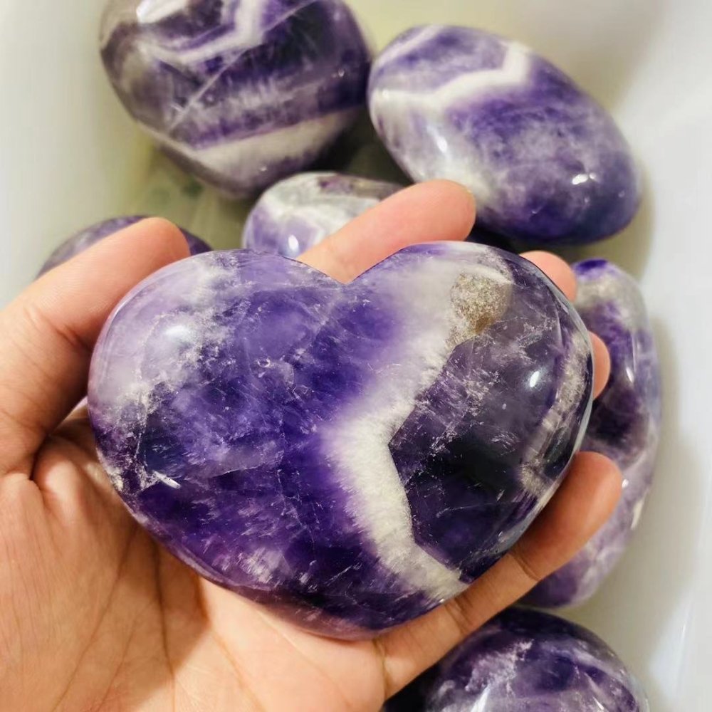 Large amethyst chevron heart 3-4in crystal wholesale -Wholesale Crystals