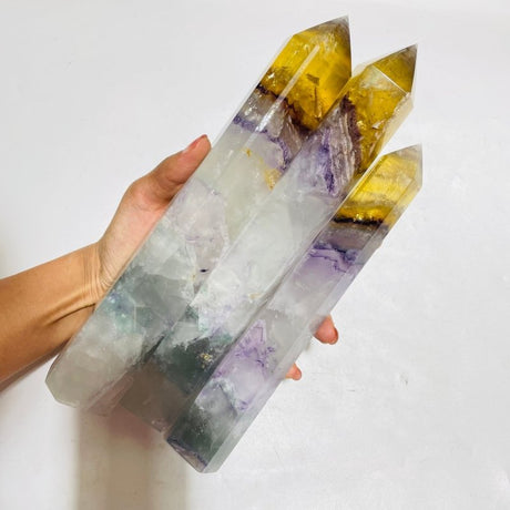 Large Colorful Rainbow Fluorite Yellow Tip Tower Wholesale -Wholesale Crystals
