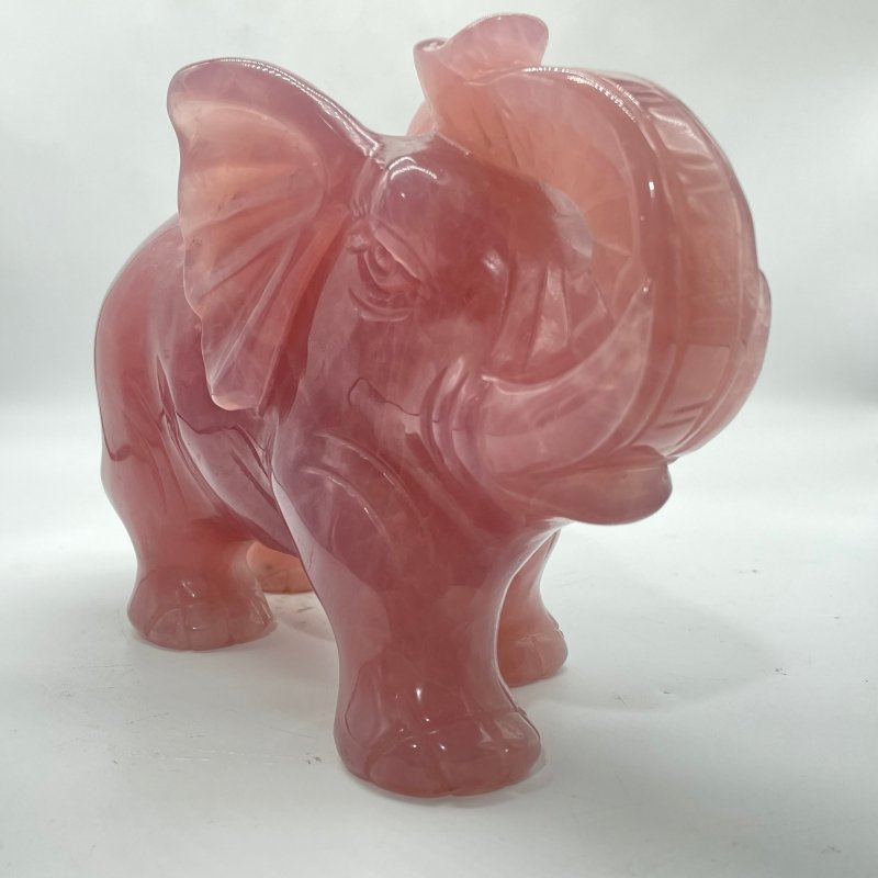 Large Deep Pink Madagascar Rose Quartz Elephant Carving -Wholesale Crystals