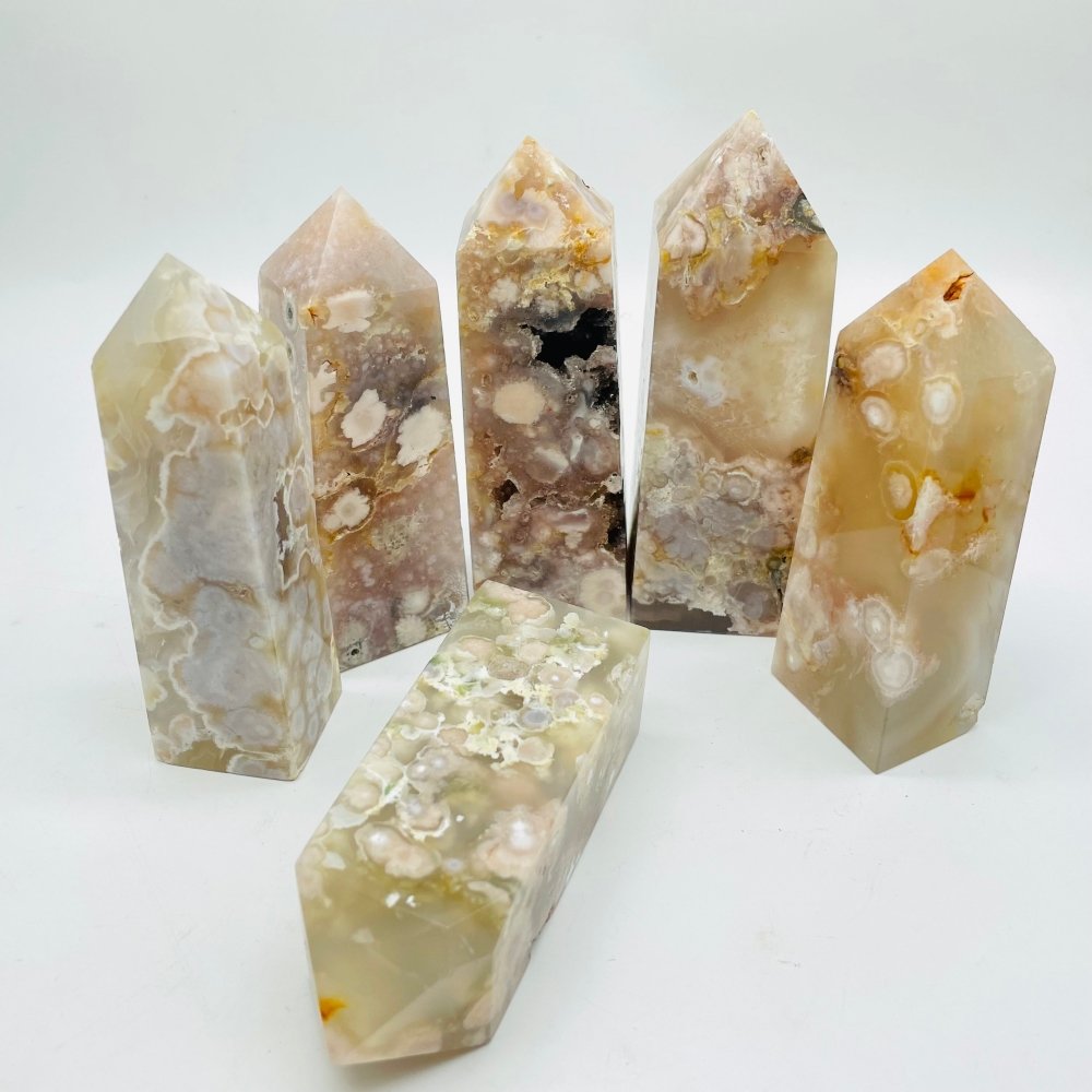 Large Fat Sakura Agate Four-Sided Tower Point Wholesale -Wholesale Crystals