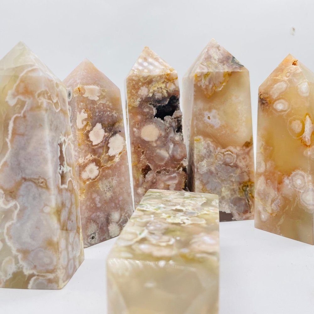 Large Fat Sakura Agate Four-Sided Tower Point Wholesale -Wholesale Crystals