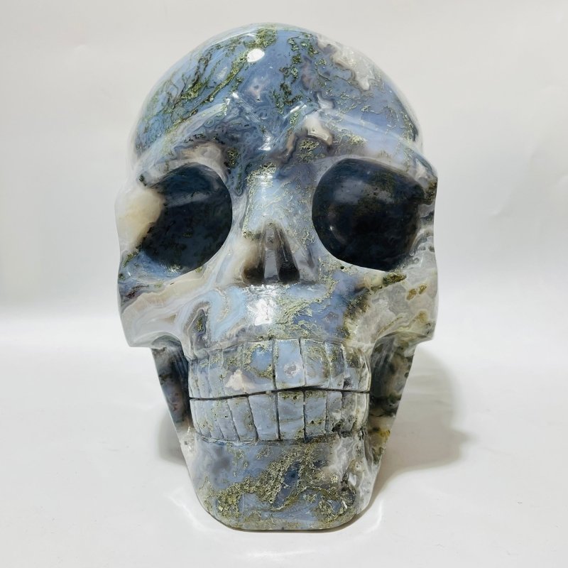 Large Moss Agate Skull Carving -Wholesale Crystals