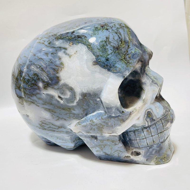 Large Moss Agate Skull Carving -Wholesale Crystals