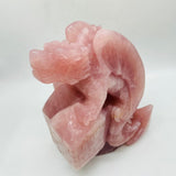 Large Unique Madagascar Rose Quartz Dragon With Castle Carving -Wholesale Crystals