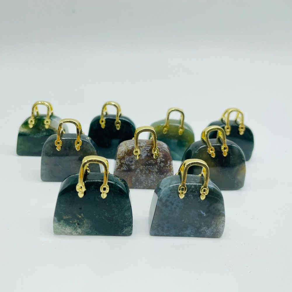 Lepidolite & Moss Agate Handbag Carving Wholesale -Wholesale Crystals