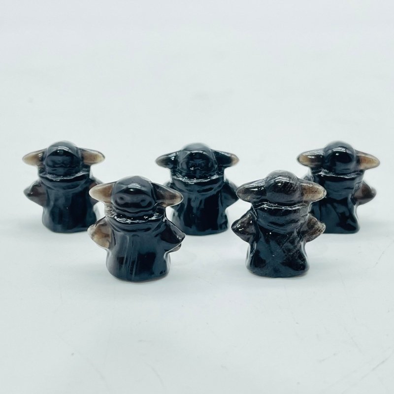 Mini Black Obsidian Yoda Star Wars Crystal Carving Wholesale -Wholesale Crystals