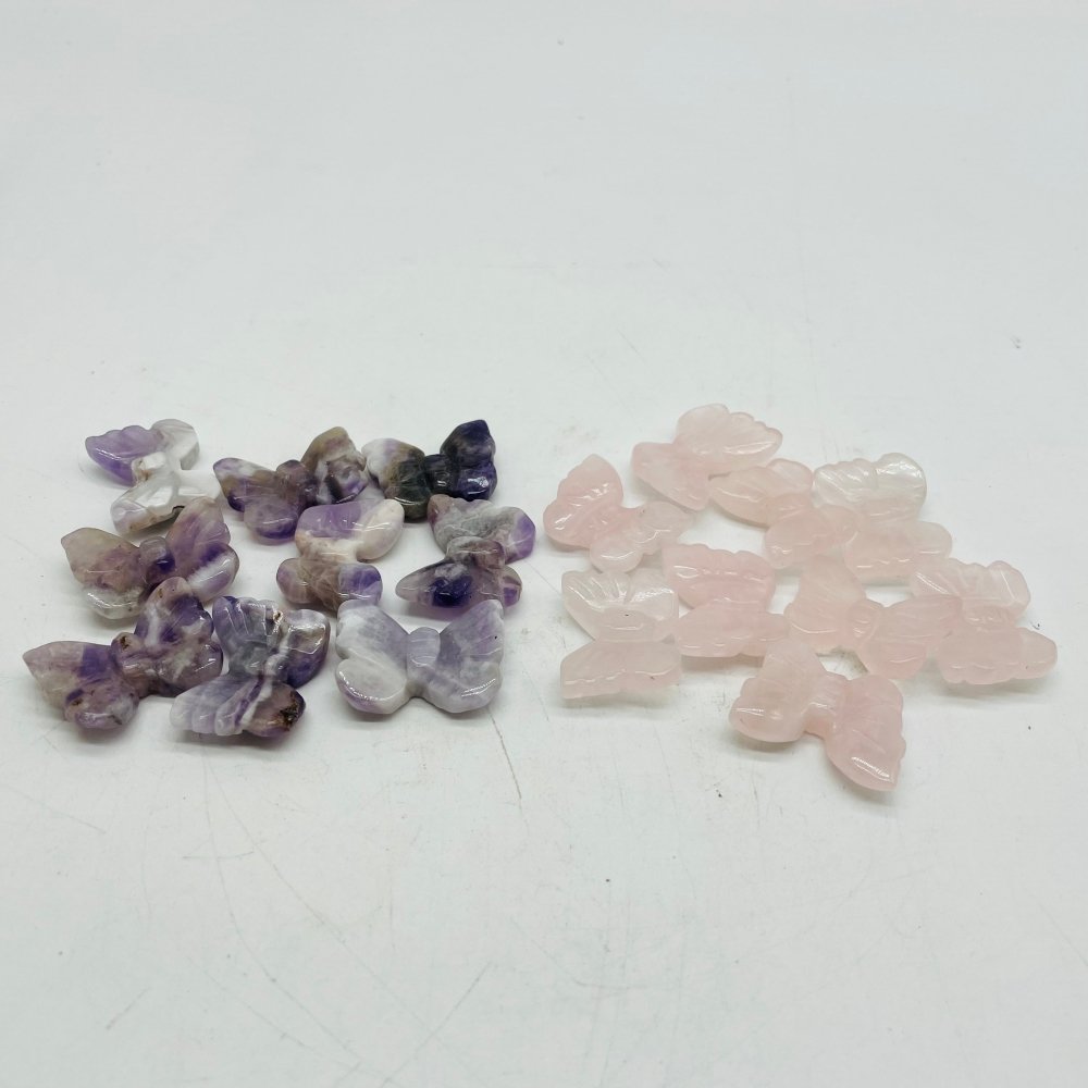 Mini Butterfly Chevron Amethyst & Rose Quartz Carving Animal Wholesale -Wholesale Crystals