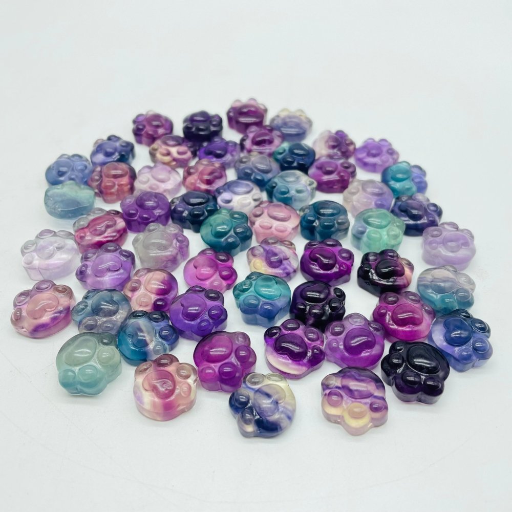 Mini Cat Paws Feet Rainbow Fluorite Carving Wholesale -Wholesale Crystals