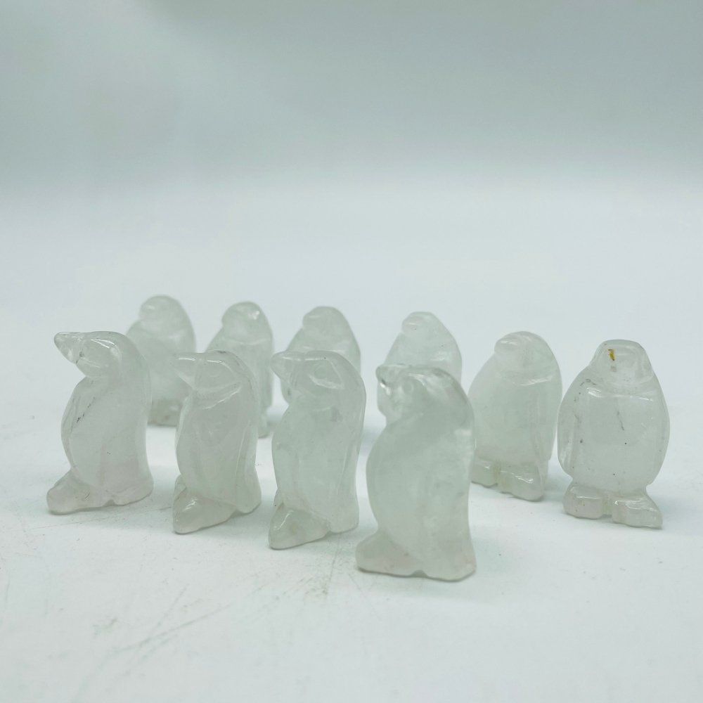 Mini Clear Quartz&Moss Agate Penguin Carving Wholesale -Wholesale Crystals
