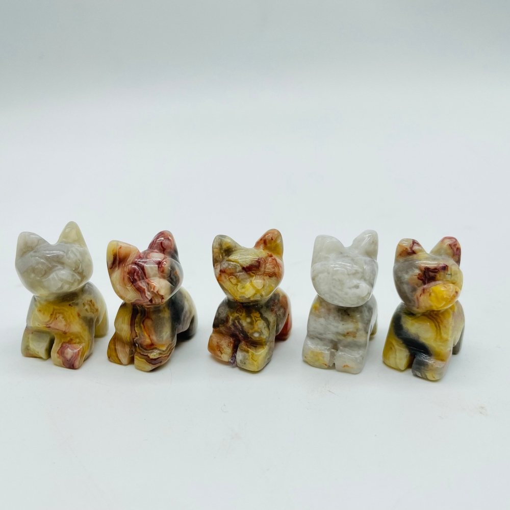 Mini Crazy Agate&Caribbean Calcite Cat Carving Wholesale -Wholesale Crystals