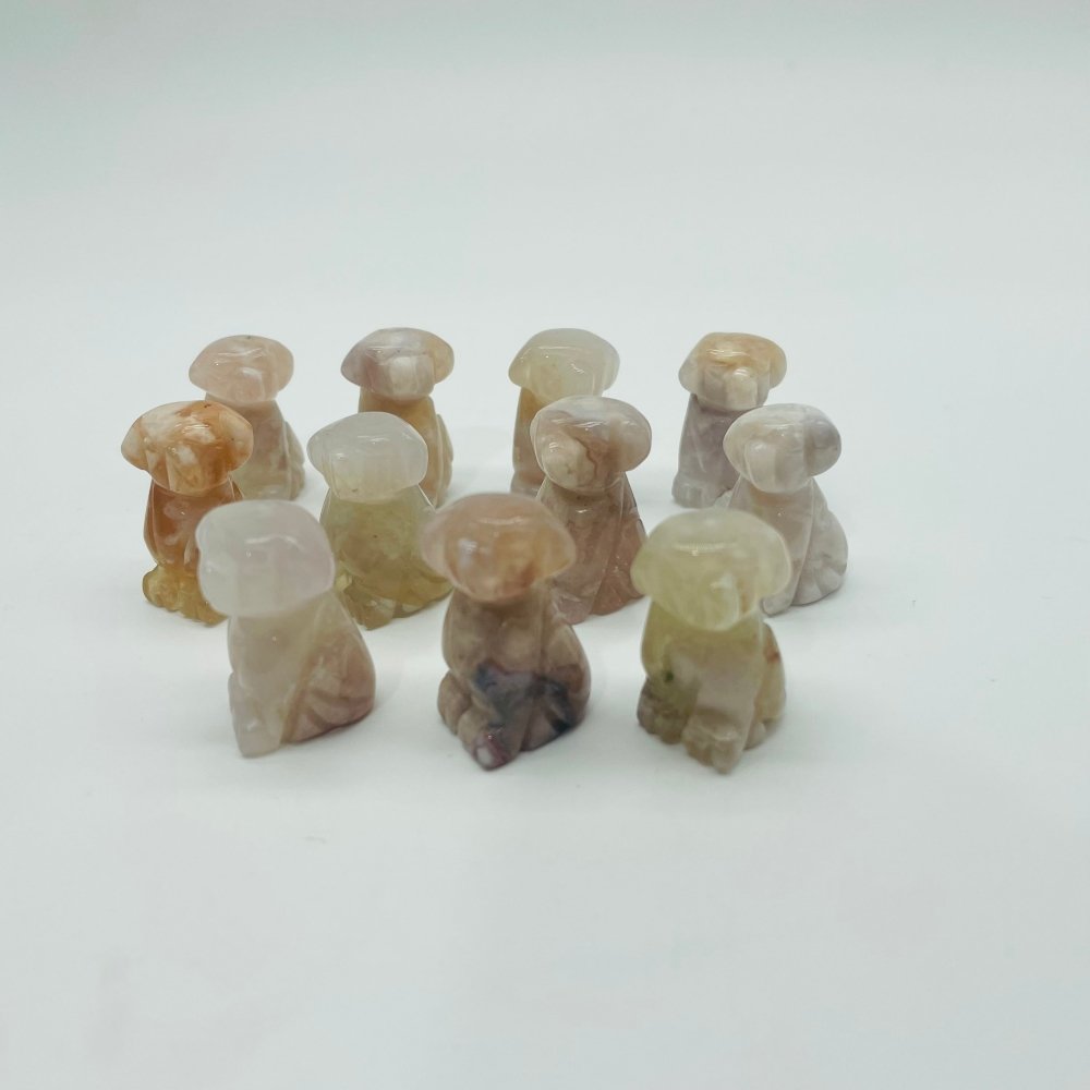 Mini Flower Agate Dog Sakura Agate Carving Wholesale -Wholesale Crystals