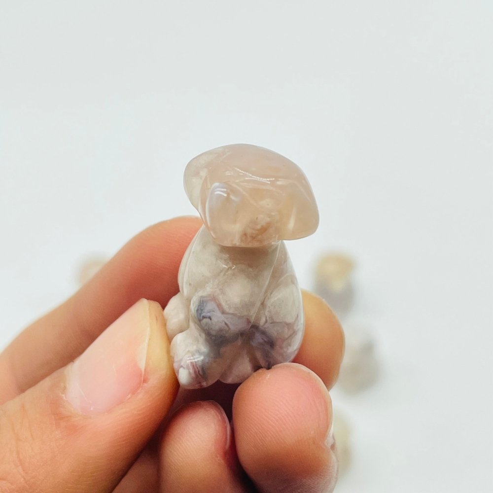 Mini Flower Agate Dog Sakura Agate Carving Wholesale -Wholesale Crystals