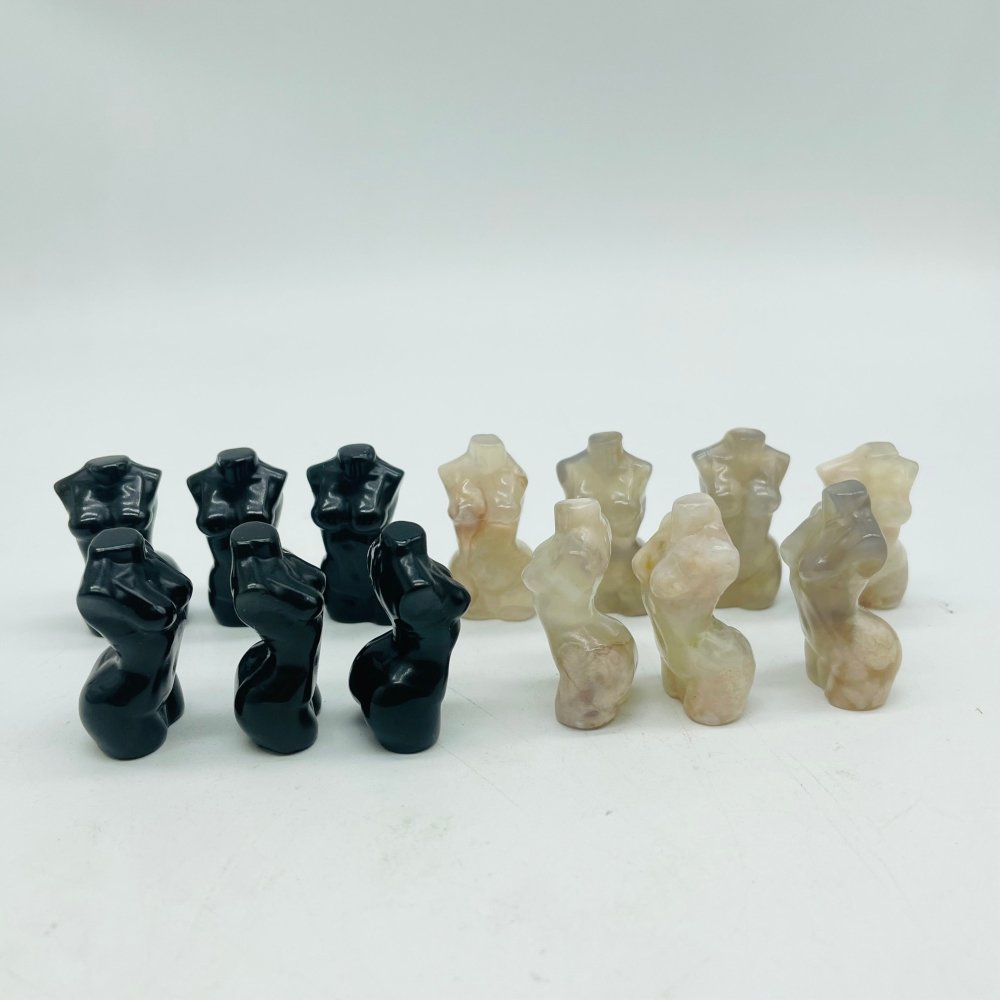 Mini Goddess Obsidian & Sakura Agate Carved Wholesale -Wholesale Crystals