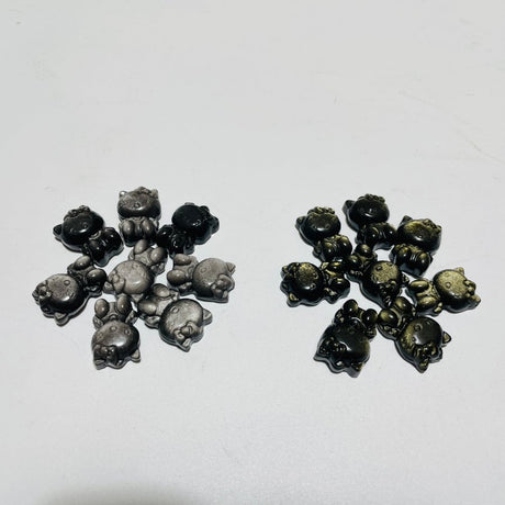 Mini Gold & Silver Sheen Obsidian Hello Kitty Carving Wholesale -Wholesale Crystals