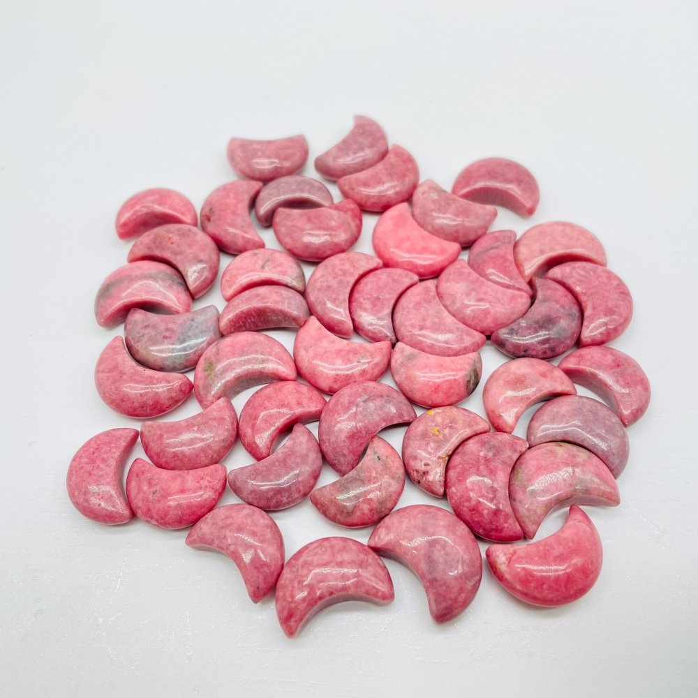 Mini High Quality Pink Rhodonite Moon DIY Pendant Wholesale -Wholesale Crystals