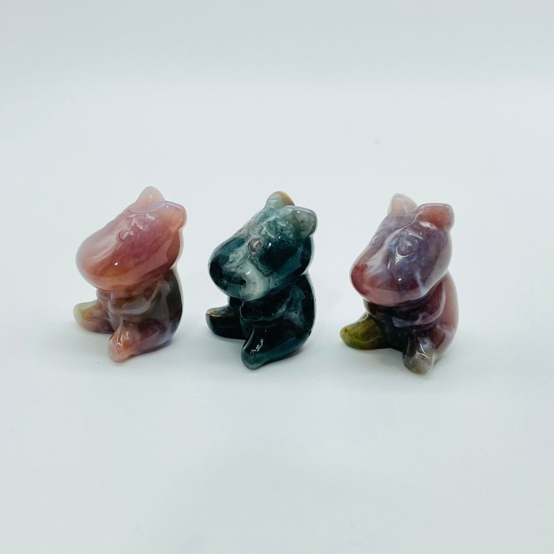 Mini Hippo Carving Wholesale Ocean Jasper Tiger Eye - Wholesale Crystals