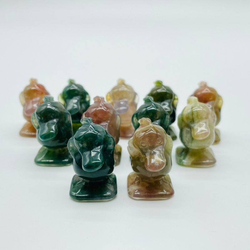 Mini Moss Agate Pokemon Psyduck Carving Wholesale -Wholesale Crystals