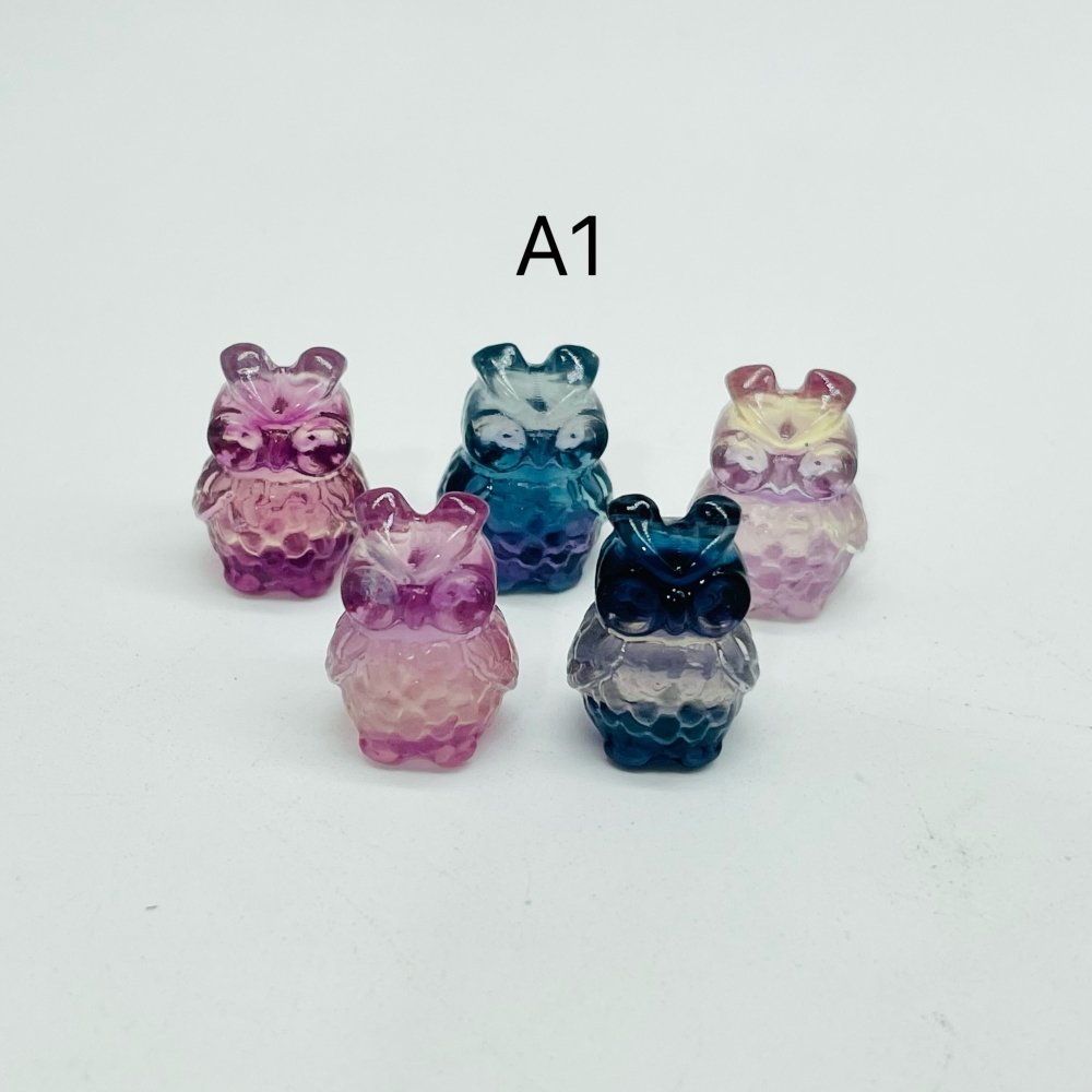 Mini Rainbow Fluorite Owl Carving Wholesale -Wholesale Crystals