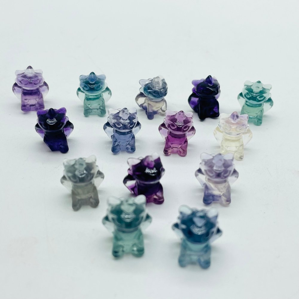 Mini Rainbow Fluorite Toothless Dragon Carving Crystals Wholesale -Wholesale Crystals