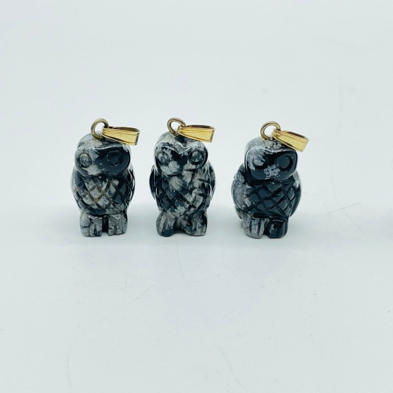 Mini Snowflake Obsidian Owl Pendant Wholesale -Wholesale Crystals