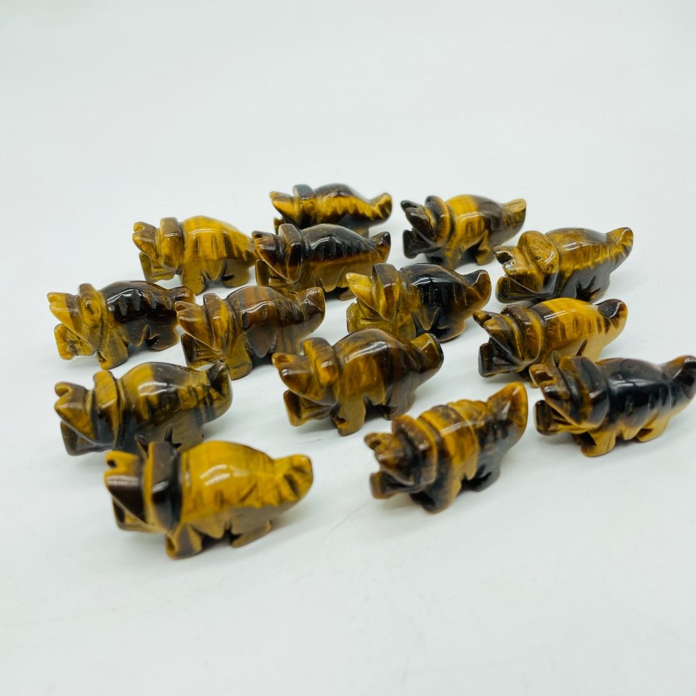 Mini Tiger Eye Three Horns Dinosaur Carving Wholesale -Wholesale Crystals