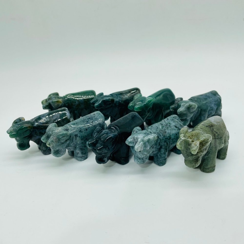 Moss Agate Cattle Cow Carving Wholesale -Wholesale Crystals
