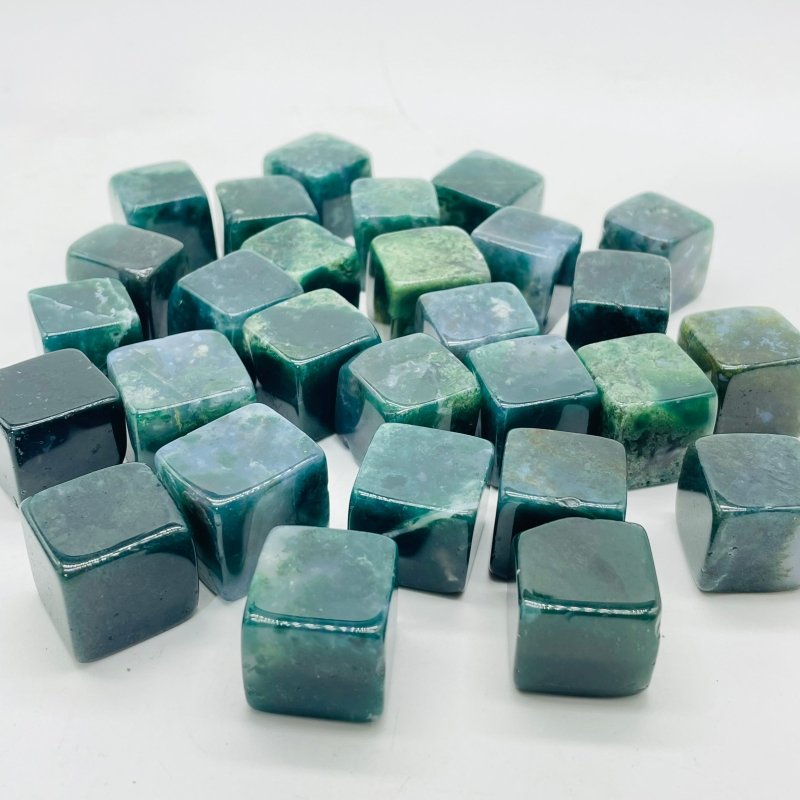 Moss Agate Cube Tumbled Wholesale -Wholesale Crystals