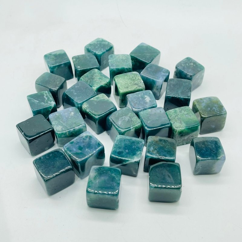 Moss Agate Cube Tumbled Wholesale -Wholesale Crystals