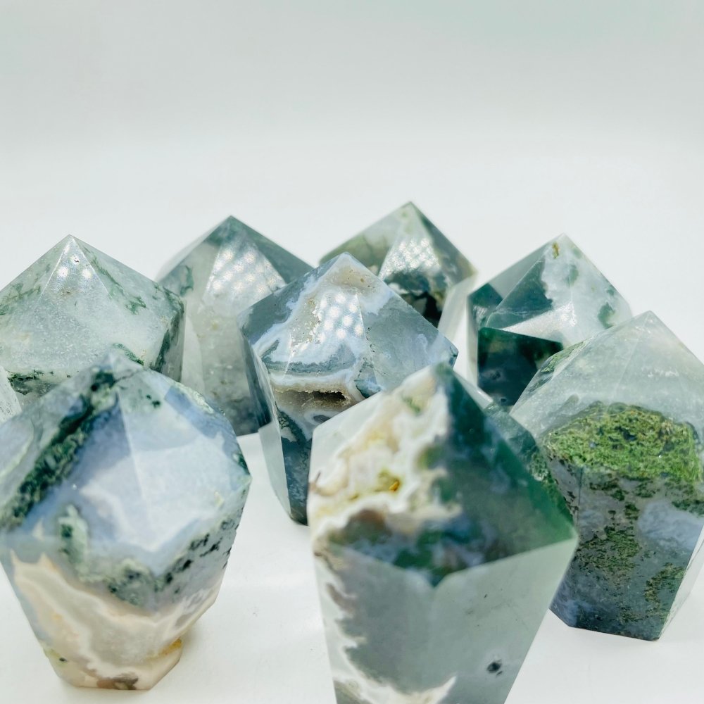 Moss Agate CupCake Shape Tower Points Wholesale -Wholesale Crystals