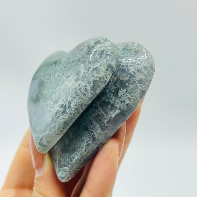 Moss Agate Double Heart Carving Wholesale -Wholesale Crystals