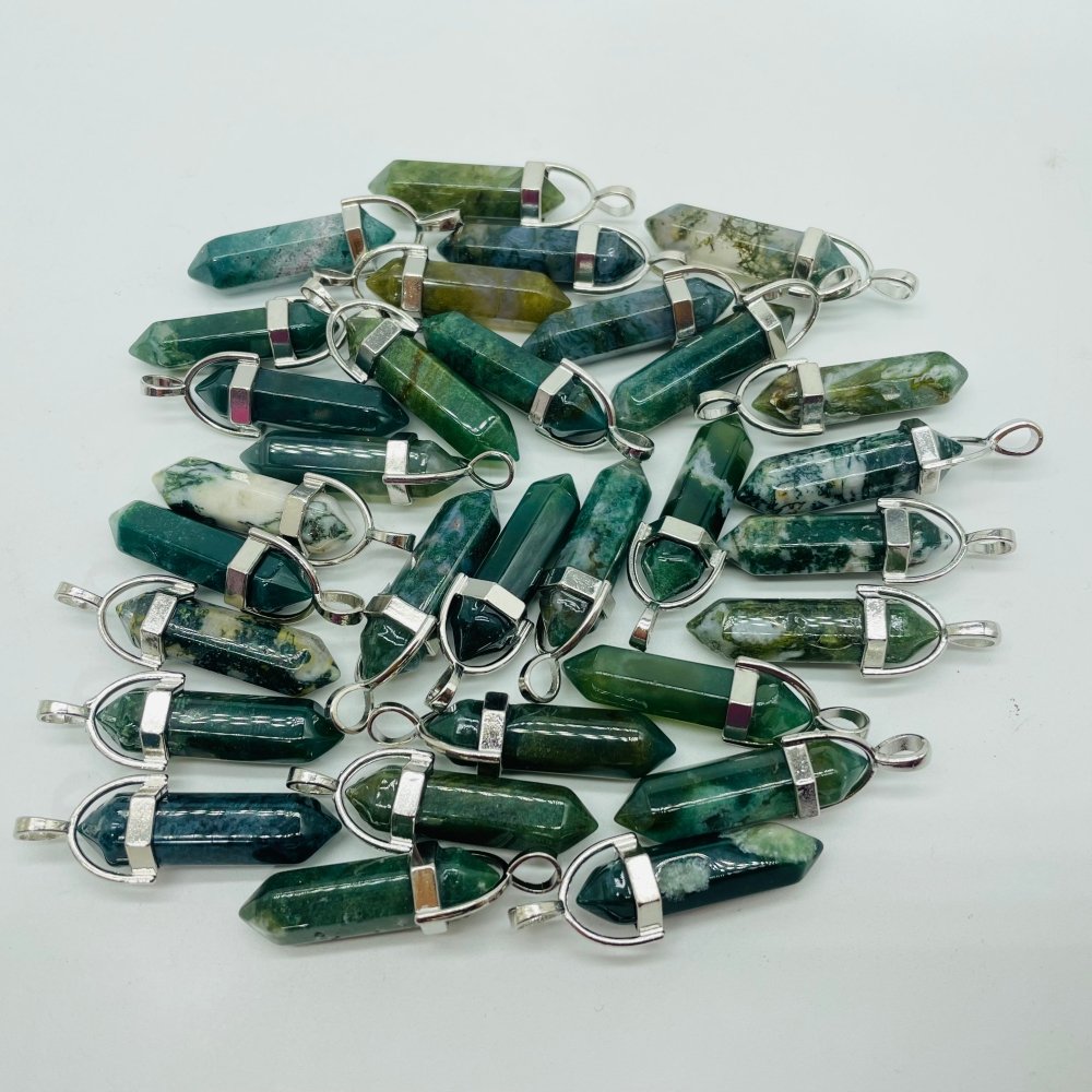 Moss Agate Double Points Pendant Crystal Wholesale -Wholesale Crystals